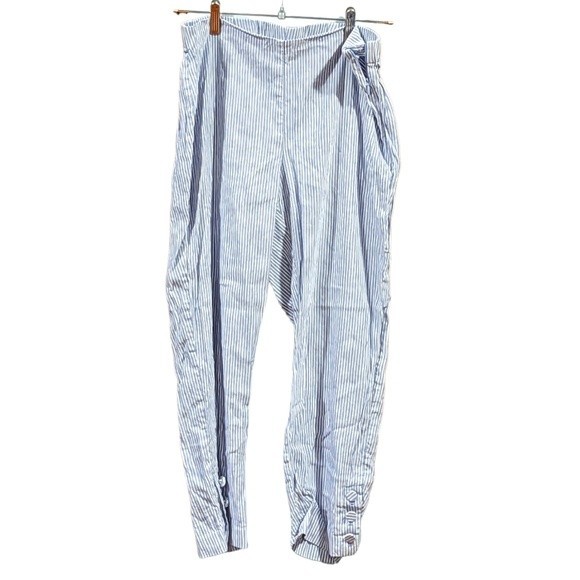 J. Jill Pants - J. Jill Linen Blend Stretch Button Accented Side Zip Ankle Pants Size Medium